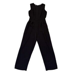 Liz Claiborne Womens Jumpsuit Size 8 Black Wide Leg Sleeveless Career Jumper